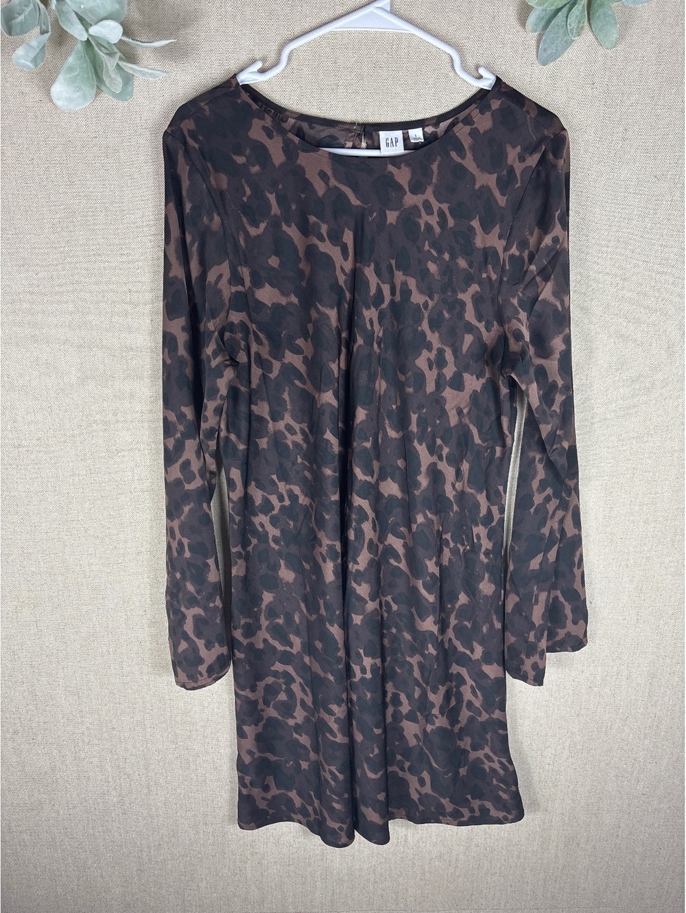 Gap > New with Tags Brown Animal Print Long Sleeve Dress Large